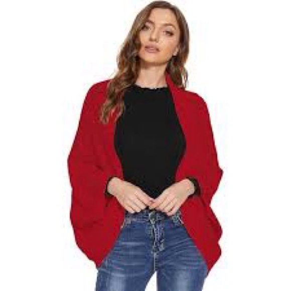Talbots Bold Red Women's Poncho Cardigan No Buttons - Picture 1 of 6